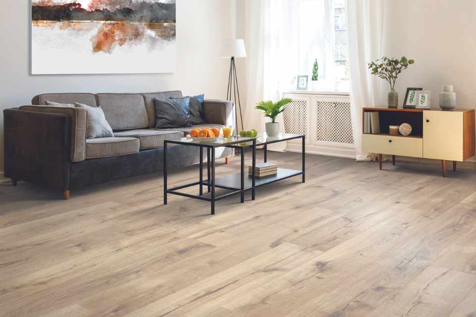 wood-look laminate in modern living room